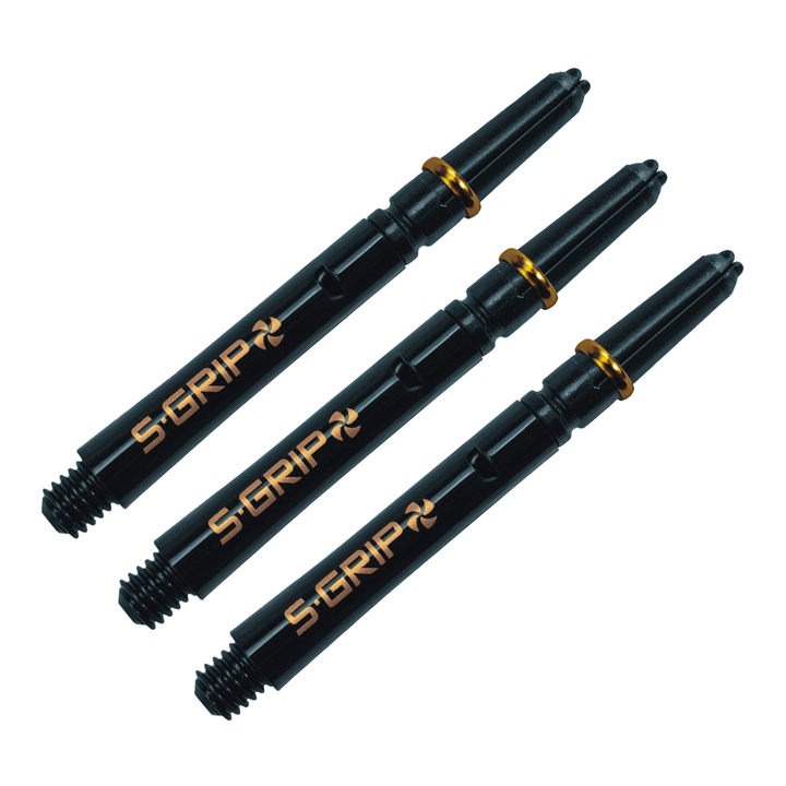 Harrows Supergrip Spin - Nylon Dart Shafts Medium (47.5mm) / Black / Gold Shafts