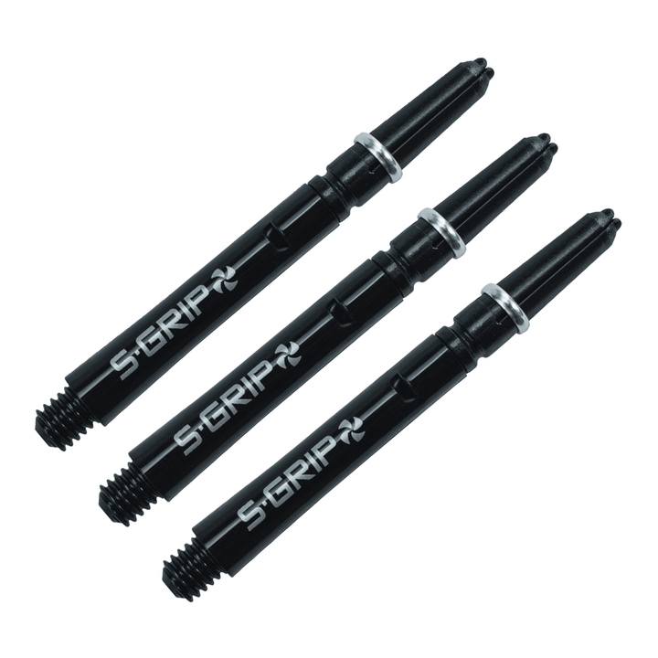 Harrows Supergrip Spin - Nylon Dart Shafts Medium (47.5mm) / Black / Silver Shafts