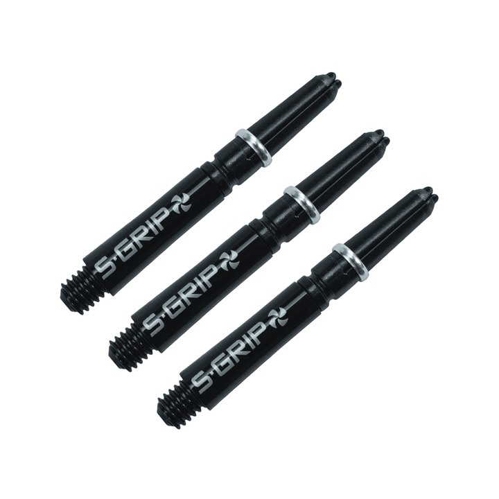 Harrows Supergrip Spin Short (35.3mm) Nylon Dart Shafts Black / Silver Shafts