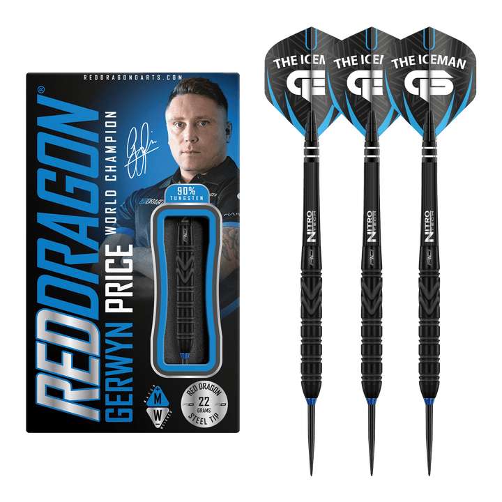 Red Dragon Gerwyn Price Back to Black Steel Tip Darts - 90% Tungsten - 22 Grams Darts