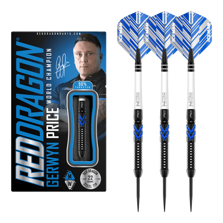 Red Dragon Gerwyn Price Blue Ice Special Edition - 90% Tungsten Steel Tip Darts 22 Grams Darts