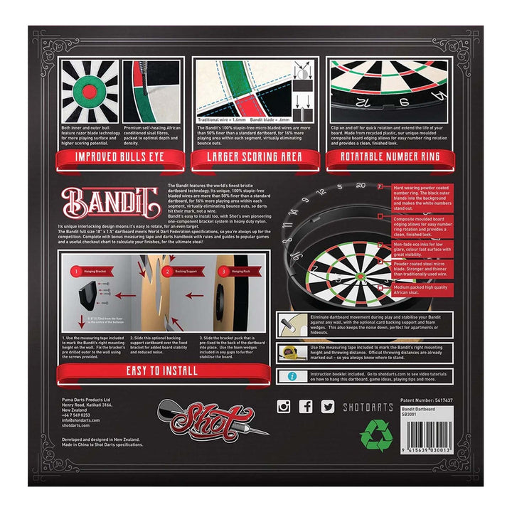 Shot Bandit - Medium Packed Dartboard Boards