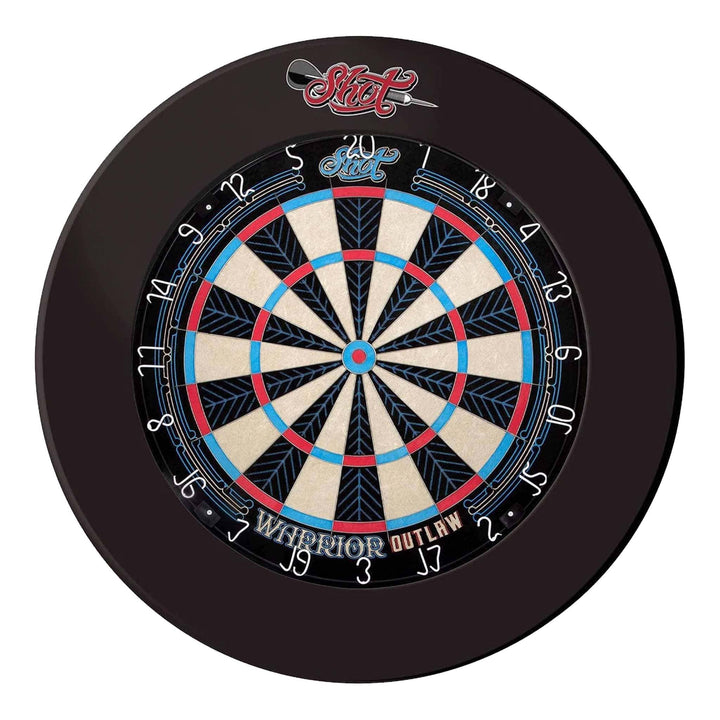 Shot Outlaw Dartboard & One Piece Surround Bundle Warrior Outlaw / Black Boards