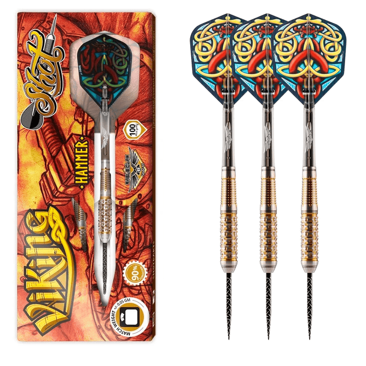 Shot Viking Hammer Steel Tip Darts - 90% Tungsten - 23 Grams Darts