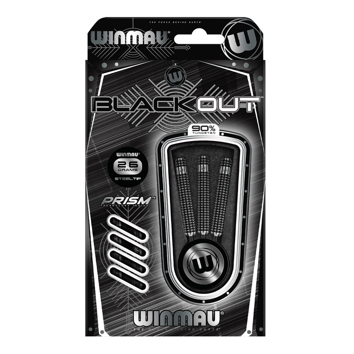 Winmau Blackout Parallel Barrel - 90% Tungsten Steel Tip Darts Darts