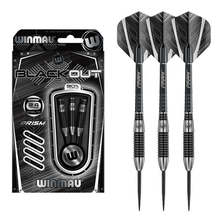 Winmau Blackout Torpedo Barrel - 90% Tungsten Steel Tip Darts 24 Grams Darts