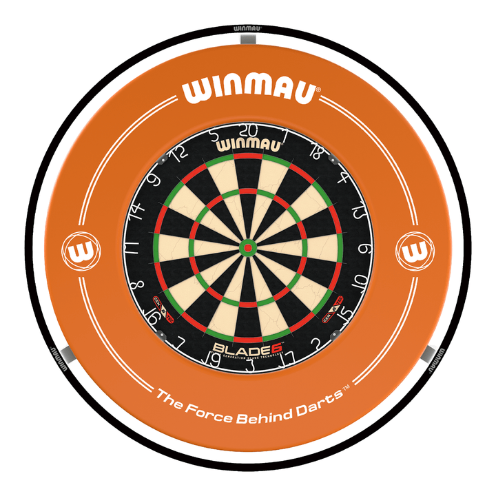 Winmau Blade 6 Dartboard, Surround & Light Bundle Blade 6 / Orange / Winmau Plasma Light Boards