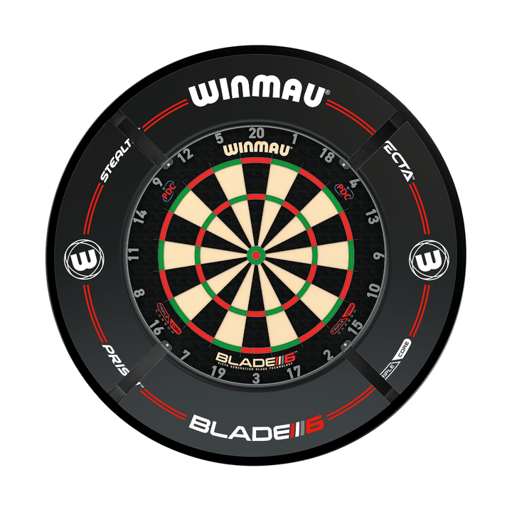 Winmau Blade 6 Dartboard, Surround & Light Bundle Boards