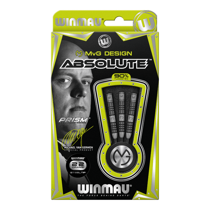 Winmau MVG Absolute Steel Tip Darts - 90% Tungsten - 22 Grams Darts
